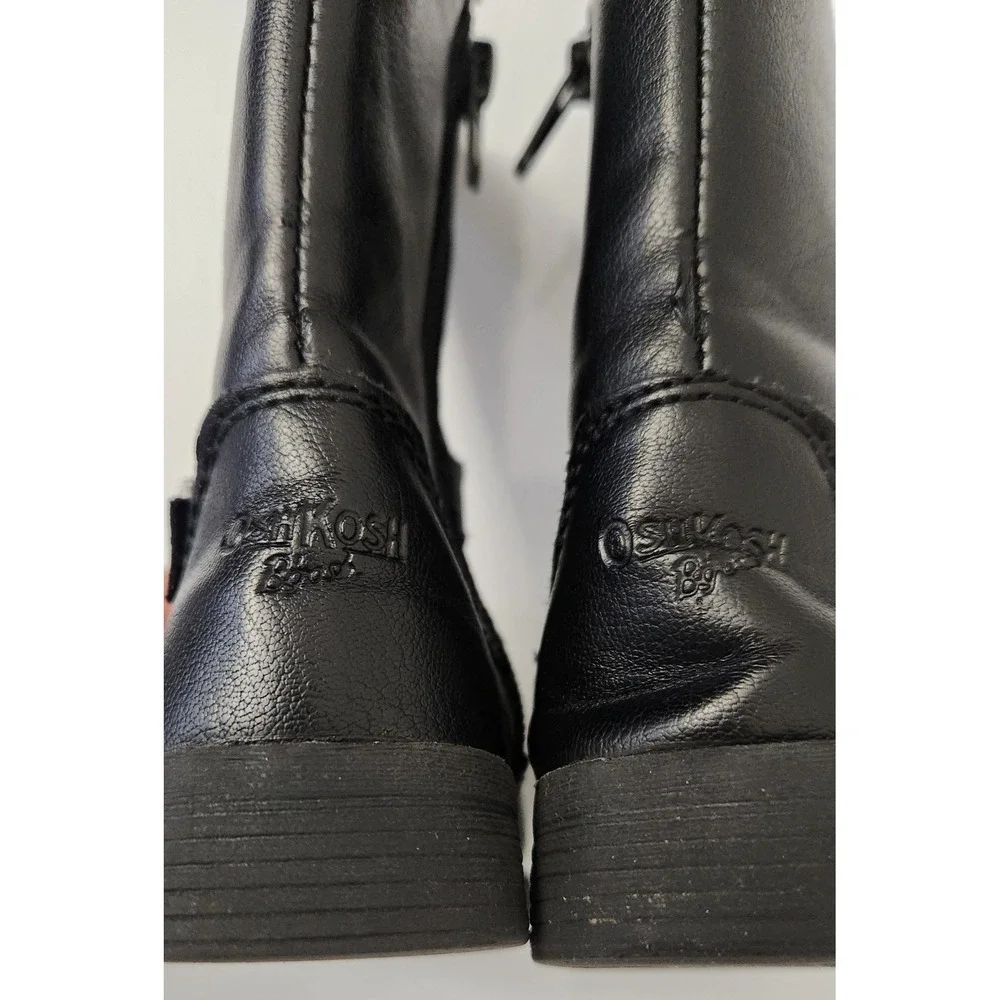 OshKosh Black Faux Leather Side Zip Fashion Riding boots shoes Toddler‎ Size 5